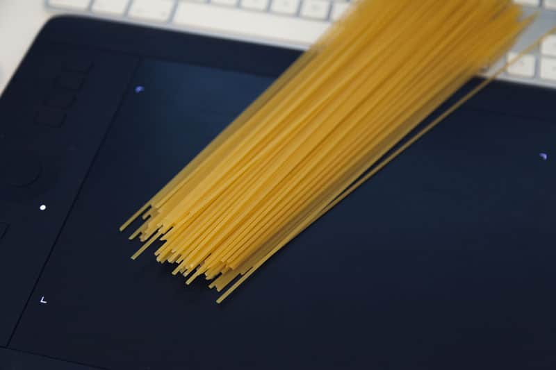 Spaghetti als Mine für Grafiktablett Stift