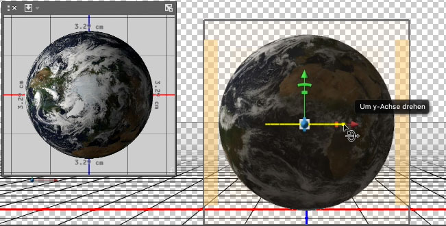 Animierter 3D Planet in Photoshop Y-Achse drehen