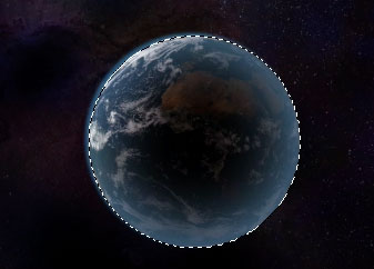 Animierter 3D Planet in Photoshop Planet ausgewählt