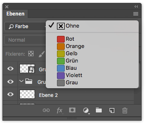 Photoshop Ebenenfenster Ebenenfilter Filtertyp Farbe