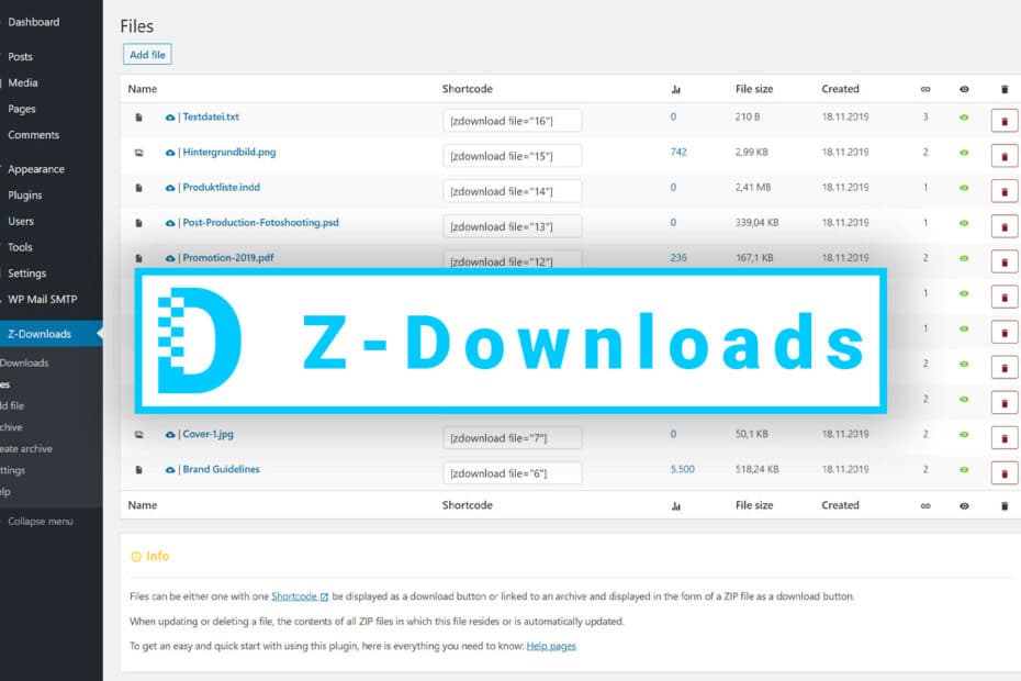 Z-Downloads Vorstellung des WordPress Download Manager Plugins